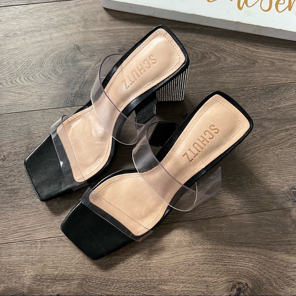 Schutz Ariellen Transparent Jeweled Sandals NWOT - Picture 3 of 6